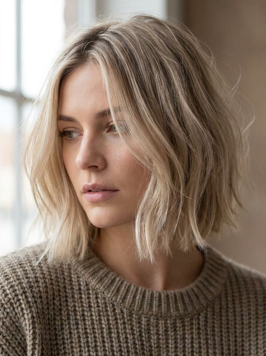 Beige Blonder Bob - Haarfarben Ideen für kurze Haare